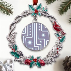 Pattern-non-seamless-background Metal X mas Wreath Holly Leaf Ornament by Cowasu