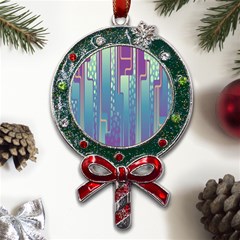 Non-seamless-pattern-background Metal X mas Lollipop With Crystal Ornament