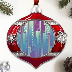 Non-seamless-pattern-background Metal Snowflake And Bell Red Ornament by Cowasu