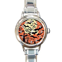 Bat Pattern Round Italian Charm Watch by Valentinaart