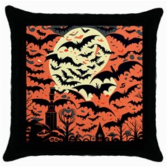 Bat Pattern Throw Pillow Case (black) by Valentinaart