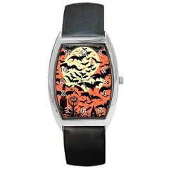 Bat Pattern Barrel Style Metal Watch by Valentinaart