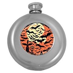 Bat Pattern Round Hip Flask (5 Oz) by Valentinaart