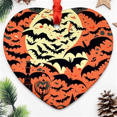 Bat Pattern Heart Ornament (two Sides) by Valentinaart