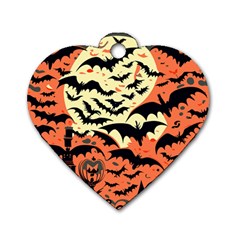 Bat Pattern Dog Tag Heart (one Side) by Valentinaart