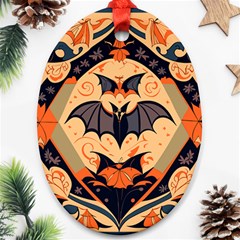 Bat Pattern Ornament (oval) by Valentinaart