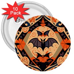 Bat pattern 3  Buttons (10 pack) 