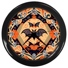 Bat pattern Wall Clock (Black)