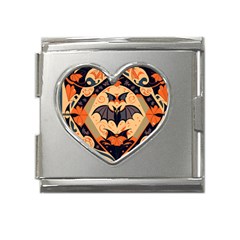 Bat Pattern Mega Link Heart Italian Charm (18mm) by Valentinaart