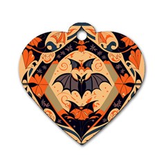 Bat pattern Dog Tag Heart (One Side)