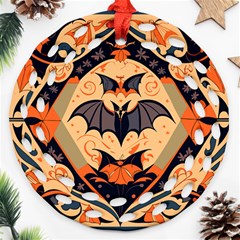 Bat Pattern Ornament (round Filigree)