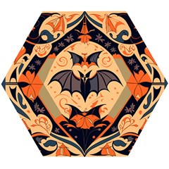 Bat pattern Wooden Puzzle Hexagon