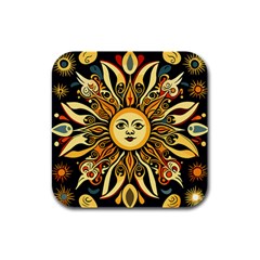 Boho Sun Rubber Square Coaster (4 Pack) by Valentinaart