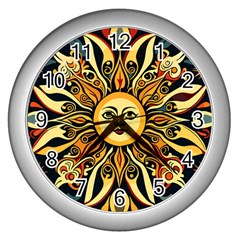 Boho Sun Wall Clock (silver) by Valentinaart