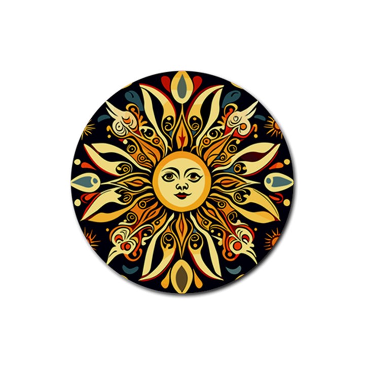 Boho sun Rubber Coaster (Round)