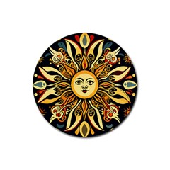 Boho Sun Rubber Round Coaster (4 Pack) by Valentinaart