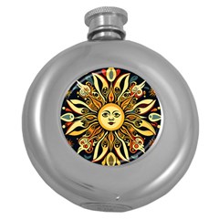 Boho Sun Round Hip Flask (5 Oz) by Valentinaart