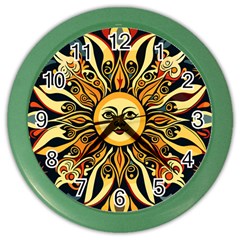 Boho Sun Color Wall Clock by Valentinaart