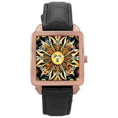 Boho Sun Rose Gold Leather Watch  by Valentinaart