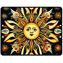 Boho Sun Two Sides Fleece Blanket (medium) by Valentinaart