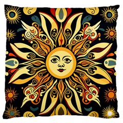 Boho Sun Large Premium Plush Fleece Cushion Case (two Sides) by Valentinaart