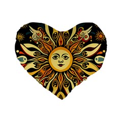 Boho Sun Standard 16  Premium Flano Heart Shape Cushions by Valentinaart