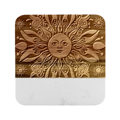 Boho Sun Marble Wood Coaster (square) by Valentinaart