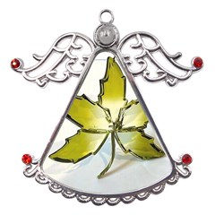 Life Is Beautiful And Green Metal Angel With Crystal Ornament