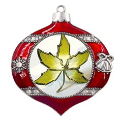 Life Is Beautiful And Green Metal Snowflake And Bell Red Ornament