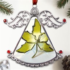 Life Is Beautiful And Green Metal Angel With Crystal Ornament