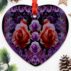 Night So Peaceful In The World Of Roses Heart Ornament (two Sides) by pepitasart