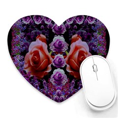 Night So Peaceful In The World Of Roses Heart Mousepad by pepitasart