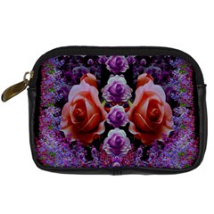 Night So Peaceful In The World Of Roses Digital Camera Leather Case by pepitasart