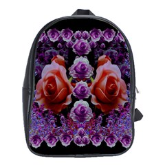 Night So Peaceful In The World Of Roses School Bag (large) by pepitasart