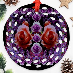 Night So Peaceful In The World Of Roses Round Filigree Ornament (two Sides)