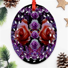 Night So Peaceful In The World Of Roses Oval Filigree Ornament (two Sides)