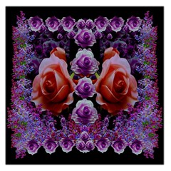 Night So Peaceful In The World Of Roses Square Satin Scarf (36  X 36 ) by pepitasart