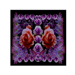 Night So Peaceful In The World Of Roses Square Satin Scarf (30  X 30 ) by pepitasart