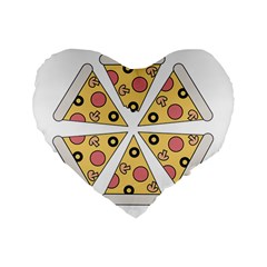 Pizza-slice-food-italian Standard 16  Premium Flano Heart Shape Cushions by Cowasu