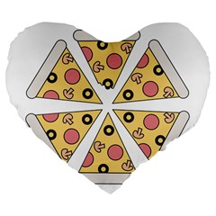 Pizza-slice-food-italian Large 19  Premium Flano Heart Shape Cushions by Cowasu