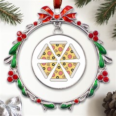 Pizza-slice-food-italian Metal X mas Wreath Ribbon Ornament