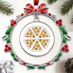 Pizza-slice-food-italian Metal X mas Wreath Ribbon Ornament Front