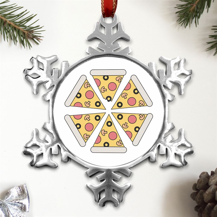 Pizza-slice-food-italian Metal Small Snowflake Ornament