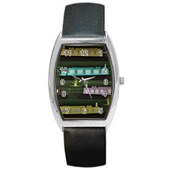 Narrow-boats-scene-pattern Barrel Style Metal Watch by Cowasu