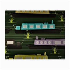 Narrow-boats-scene-pattern Small Glasses Cloth