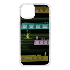 Narrow-boats-scene-pattern Iphone 14 Tpu Uv Print Case