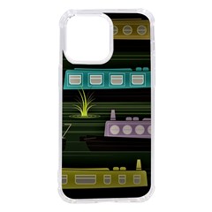 Narrow-boats-scene-pattern Iphone 14 Pro Max Tpu Uv Print Case by Cowasu