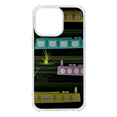 Narrow-boats-scene-pattern Iphone 13 Pro Tpu Uv Print Case