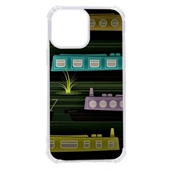 Narrow-boats-scene-pattern Iphone 13 Pro Max Tpu Uv Print Case