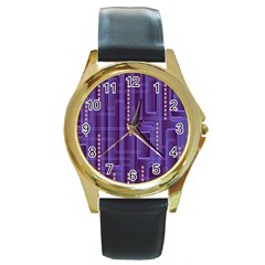 Background-non-seamless-pattern Round Gold Metal Watch by Cowasu